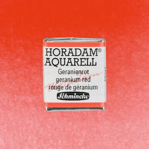 341 Geranium Red, akwarela półkostka Horadam Schmincke