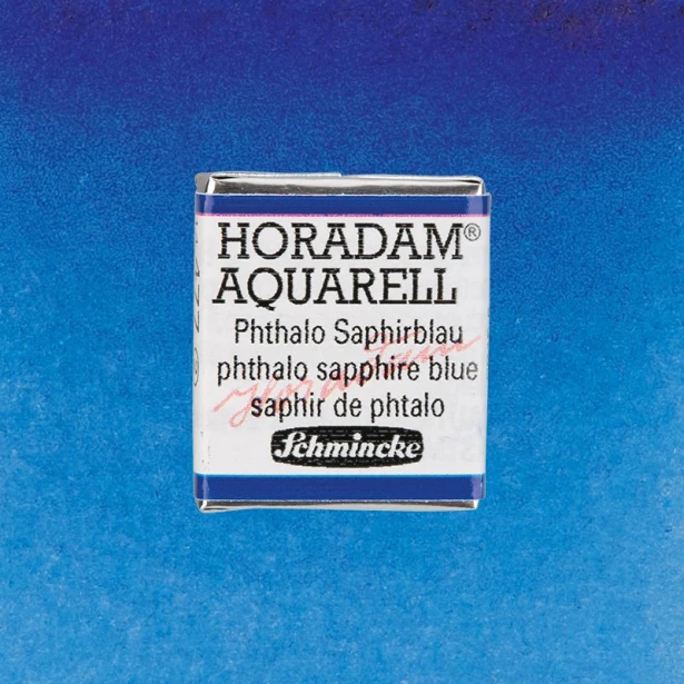 477 Phthalo Sapphire Blue, akwarela półkostka Horadam Schmincke