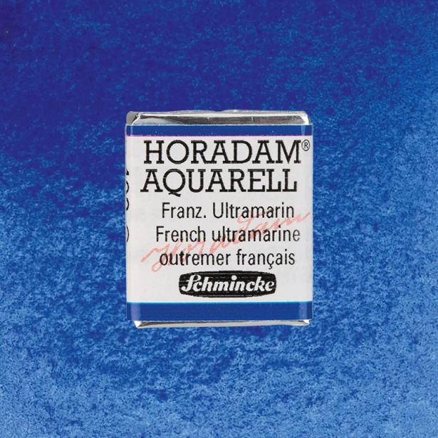 493 French Ultramarine, akwarela półkostka Horadam Schmincke