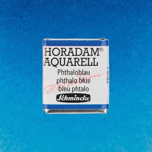 484 Phthalo Blue, akwarela półkostka Horadam Schmincke