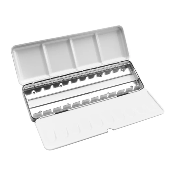 Metalowe etui na 24 półkostek akwareli + paleta