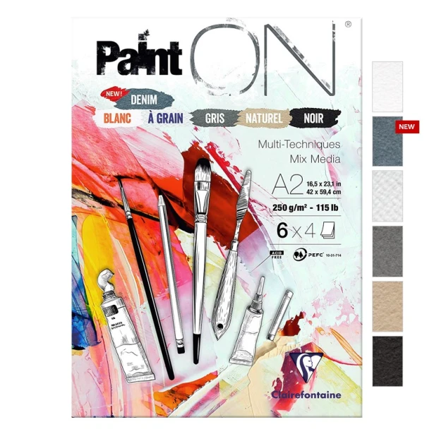 Paint ON denim, blok mixmedia A2, Clairefontaine