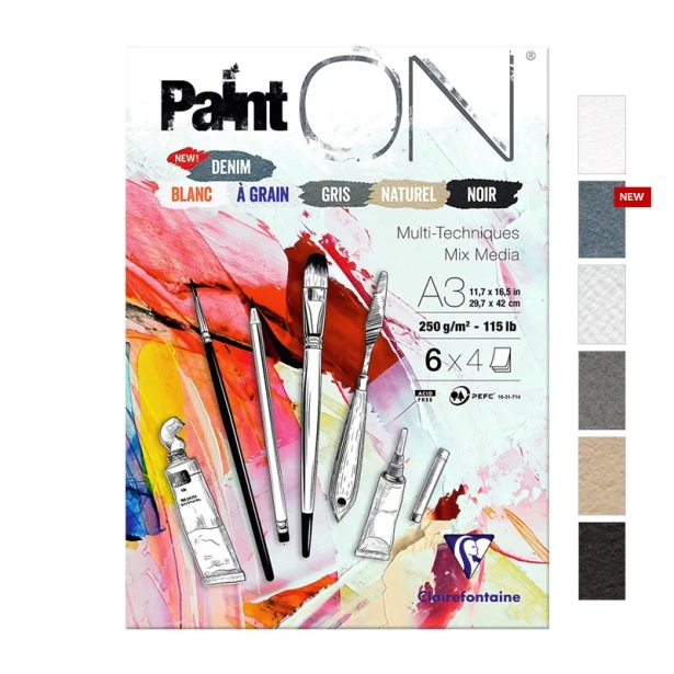 Paint ON denim, blok mixmedia A3, Clairefontaine