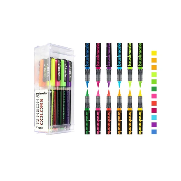 Neon colors, zestaw Brushmarker PRO, Karin, 12 kol.