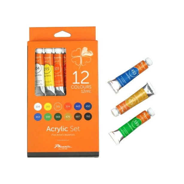 Farby akrylowe Phoenix, 12 x 12 ml