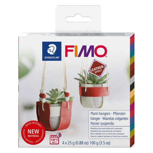 Modelina Fimo Leather, Plant Hangers, 4 x 25 g