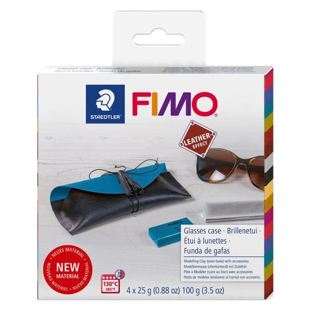 Modelina Fimo Leather, Glasses Case, 4 x 25 g
