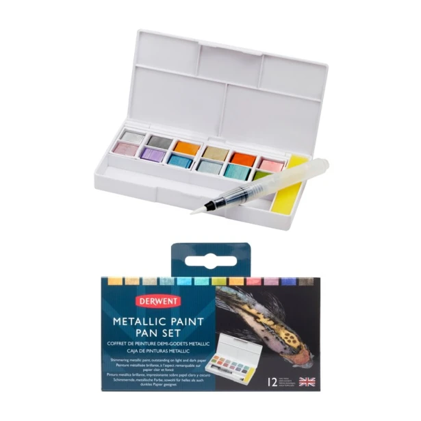Metallic Paint Pan Set, Derwent, 12 kol.