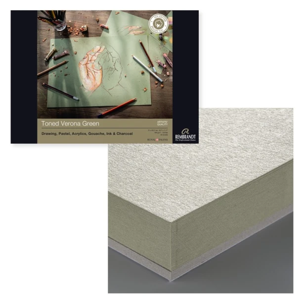 Blok Toned Verona Green Rembrandt, 50 ark. A4
