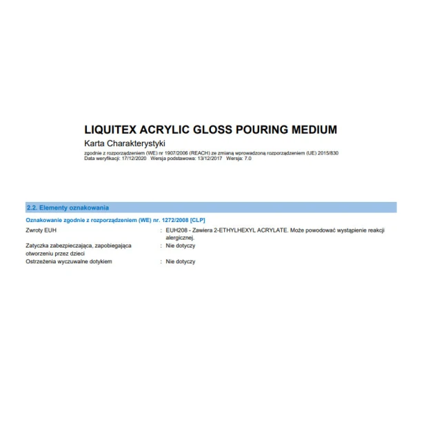 Pouring medium gloss, Liquitex 473 ml