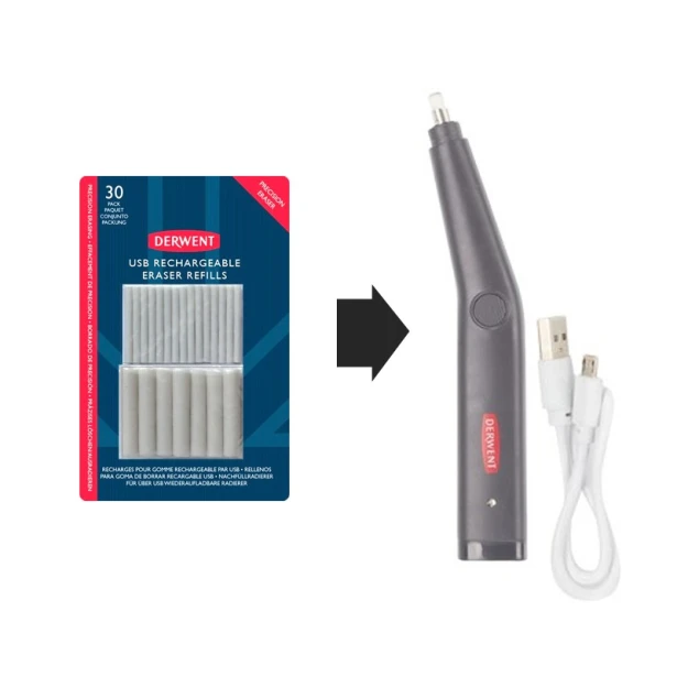 Wkłady zapasowe do gumki elektrycznej Derwent USB, 30 szt