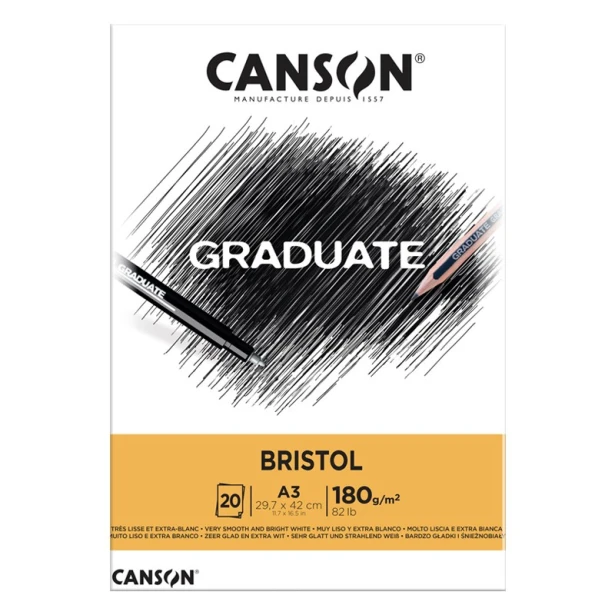 Blok Canson Graduate Bristol A3, 180 g, 20 ark.