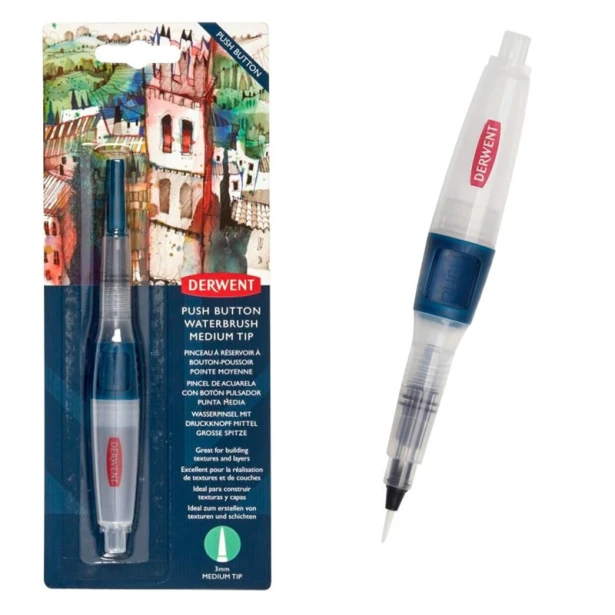 Pisak pędzelkowy Push Button Waterbrush, Derwent 3 mm