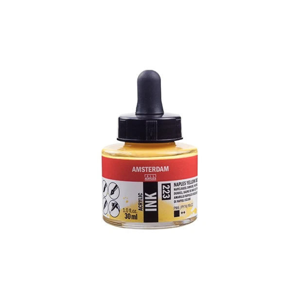 223 Naples Yellow Deep, tusz akrylowy Amsterdam, 30 ml