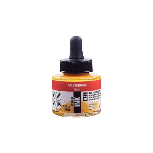 270 Azo Yellow Deep, tusz akrylowy Amsterdam, 30 ml