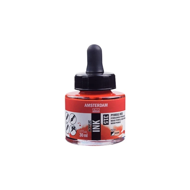 315 Pyrrole Red, tusz akrylowy Amsterdam, 30 ml