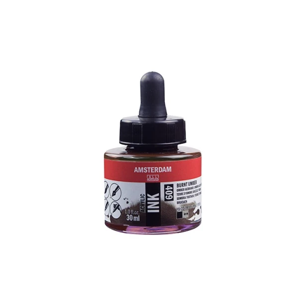 409 Burnt Umber, tusz akrylowy Amsterdam, 30 ml