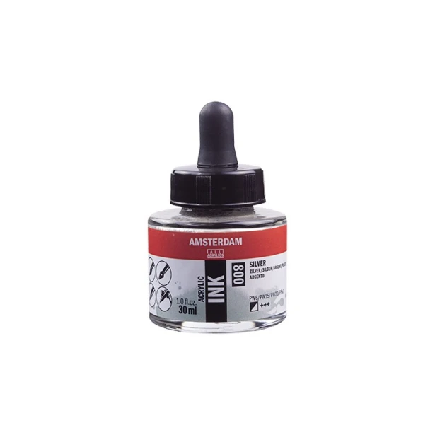800 Silver, tusz akrylowy Amsterdam, 30 ml