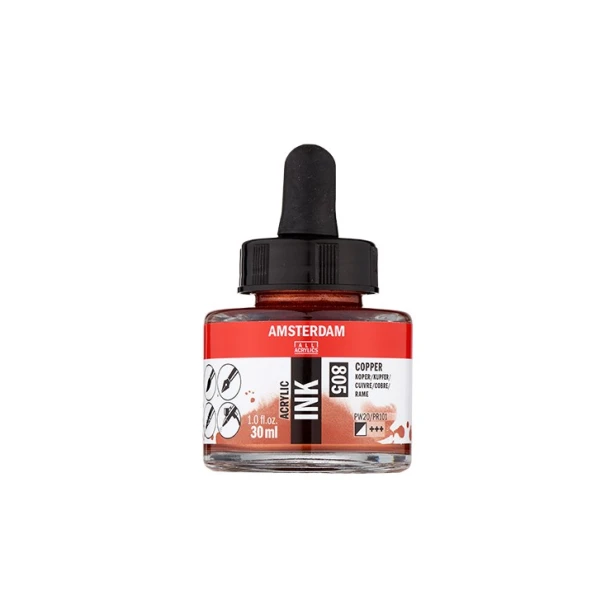 805 Copper, tusz akrylowy Amsterdam, 30 ml
