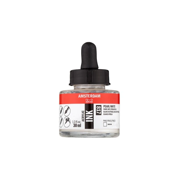 817 Pearl White, tusz akrylowy Amsterdam, 30 ml