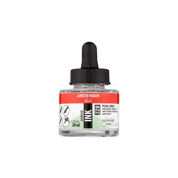 822 Pearl Green, tusz akrylowy Amsterdam, 30 ml