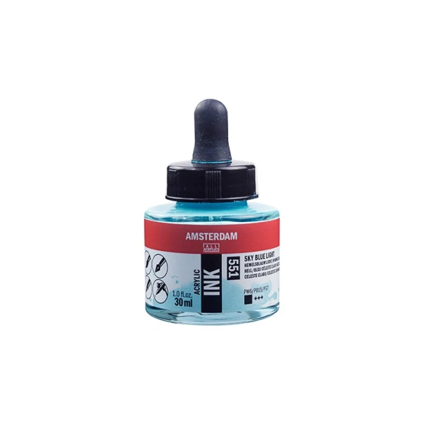 551 Sky Blue Light, tusz akrylowy Amsterdam, 30 ml