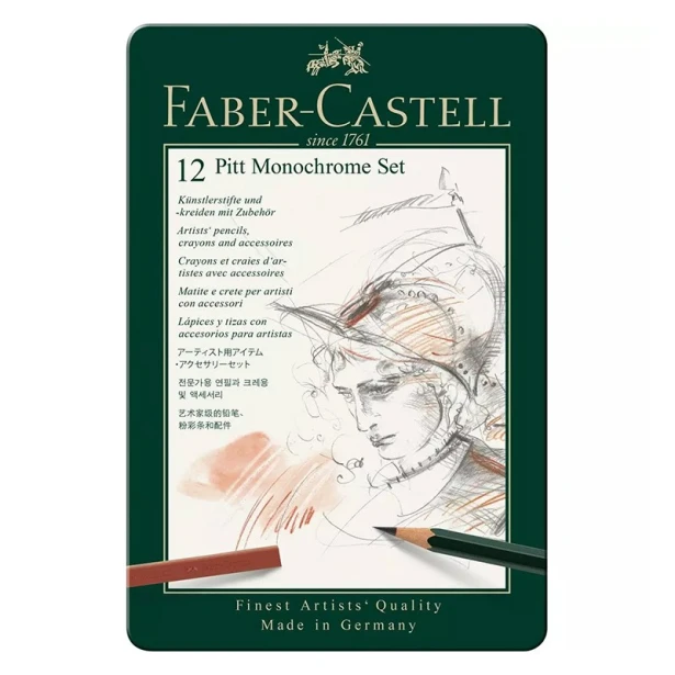 Zestaw rysunkowy Pitt Monochrome Set, Faber Castell, 12 el.