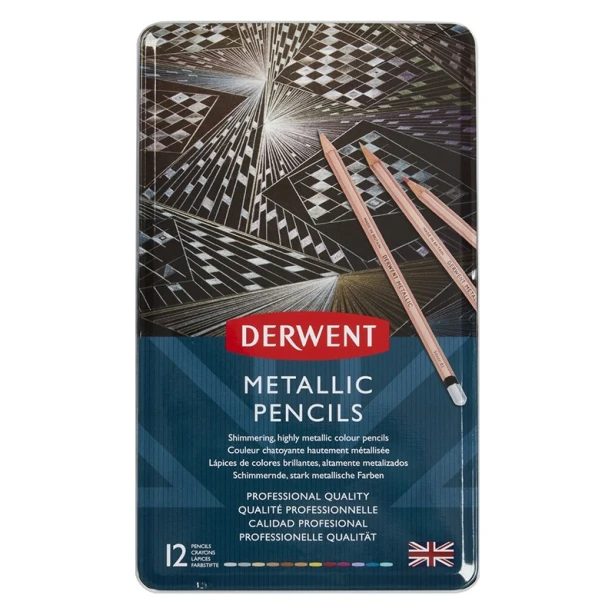 Kredki rysunkowe Metallic, Derwent 12 kol.