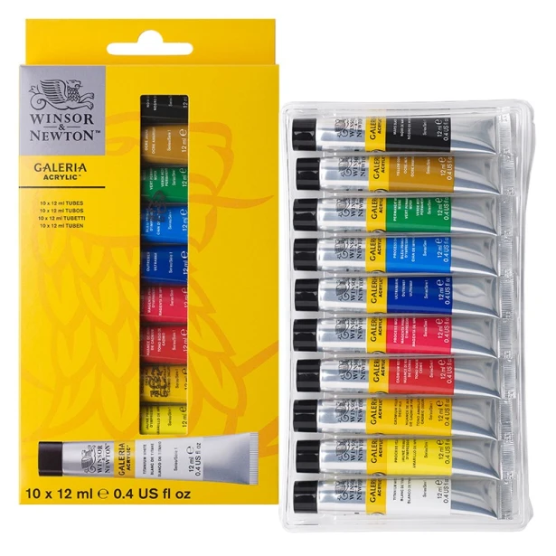 Farby akrylowe Galeria, zestaw 10 x 12 ml