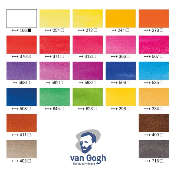 Talens Van Gogh Botanical - zestaw akwareli w kostkach, 24 kol.