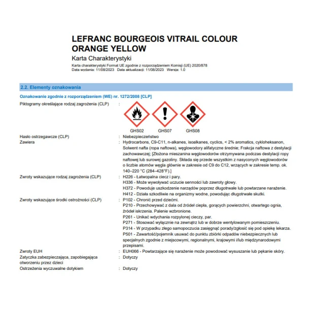 231 Yellow Orange, Vitrail Lefranc &amp; Bourgeois