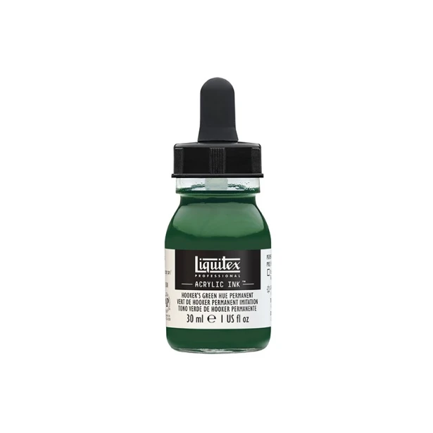 224 Hooker's green hue permanent, tusz akrylowy Liquitex 30 ml