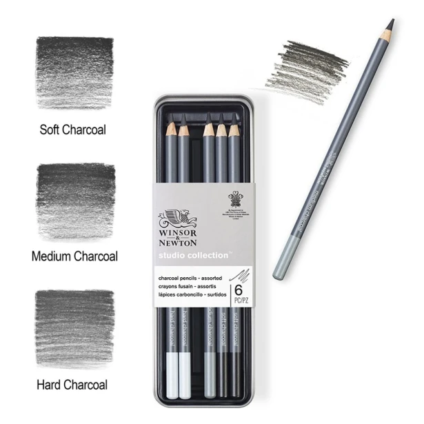 Węgiel rysunkowy w kredce Winsor &amp; Newton, 6 elem.