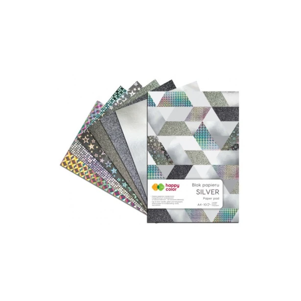 Blok papieru ozdobnego Silver, Happy Color A4