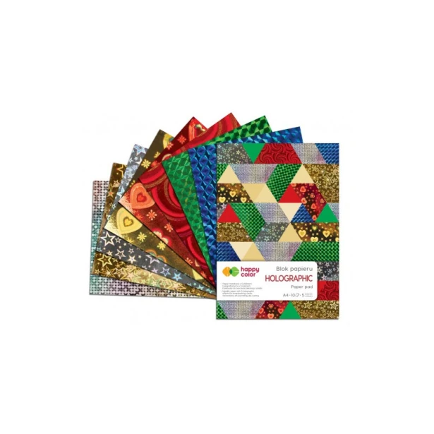 Blok papieru ozdobnego Holographic, Happy Color A4