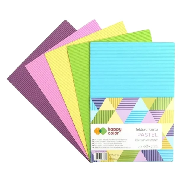 Tektura falista Pastel, Happy Color A4, 5 ark.