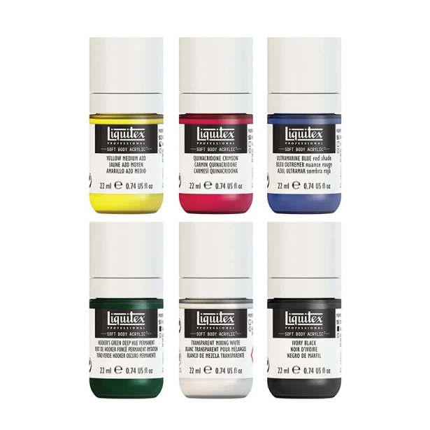 Farby akrylowe Soft Body Mixing Liquitex, 6 x 22 ml