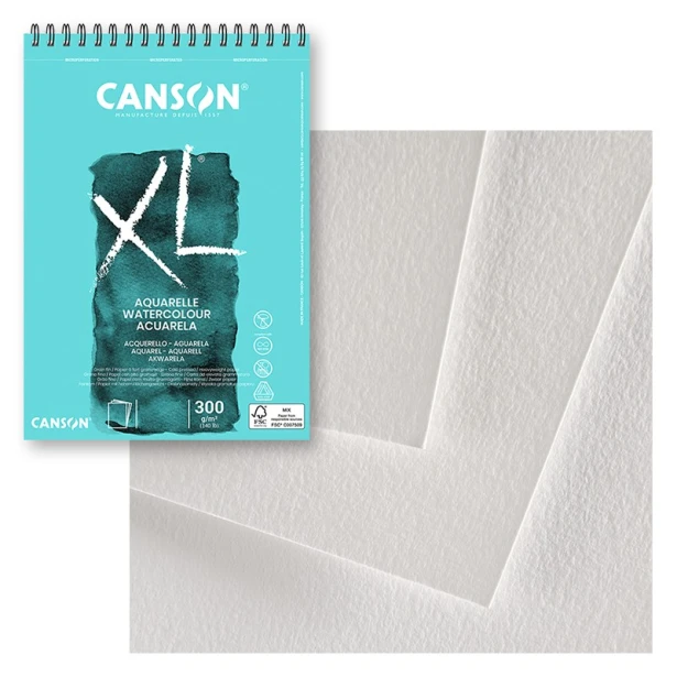 Blok do akwareli na spirali XL Canson, A4, 30 ark. 300 g/m²