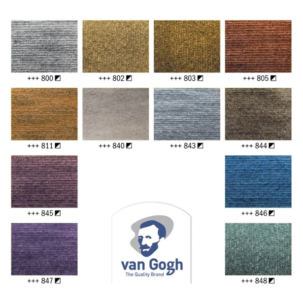 Metaliczne akwarele Van Gogh Pocket Box, 12 kol.