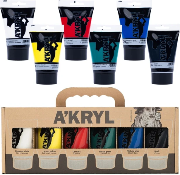Zestaw farb A'kryl Renesans 6 x 100 ml