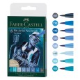 Pisaki Pitt Artist Pens Brush 'The Blues' 8 szt.