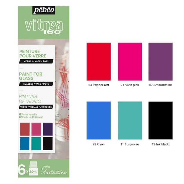Farby witrażowe Vitrea 160, set 2, 6 x 20 ml