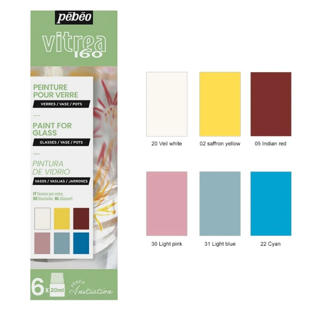 Farby witrażowe Vitrea 160, set 1, 6 x 20 ml