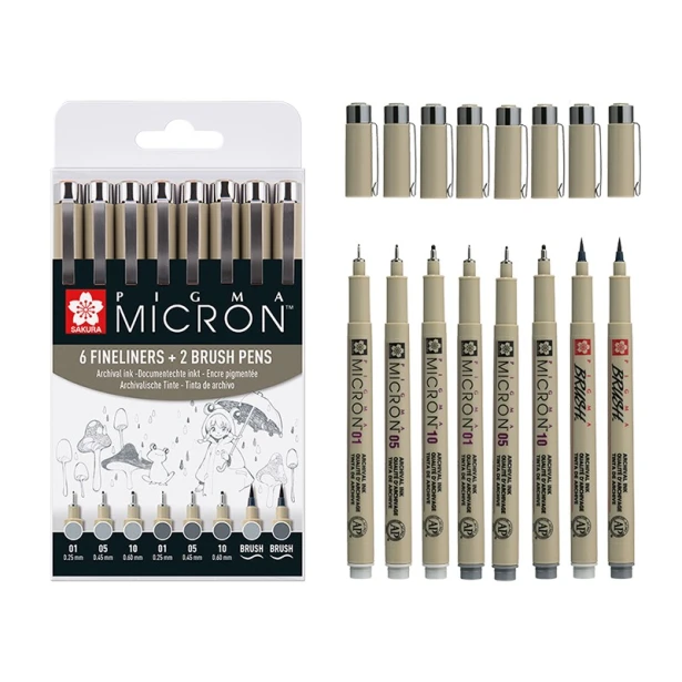 Pisaki precyzyjne Pigma Micron, Sakura 6+2