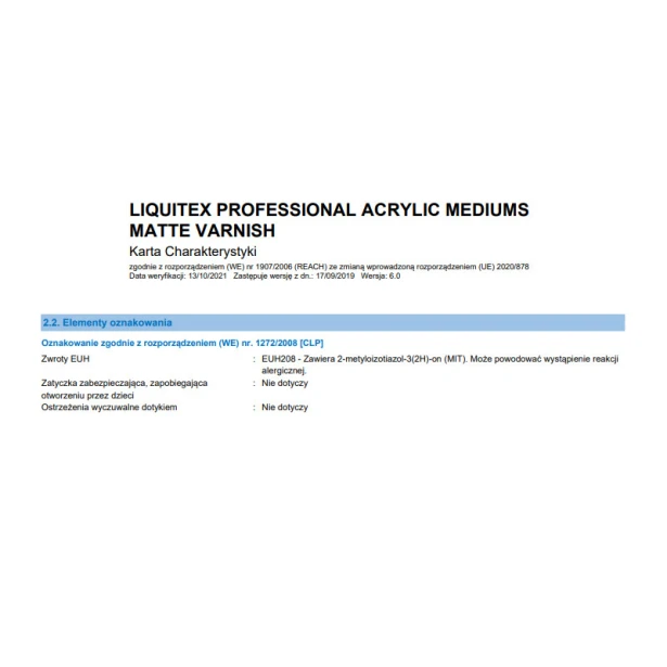 Werniks matowy do farb akrylowych, Liquitex 3.78 l