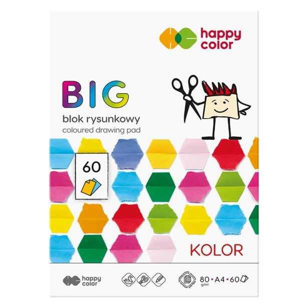 Blok rysunkowy kolorowy BIG, 60 ark. A4 Happy Color
