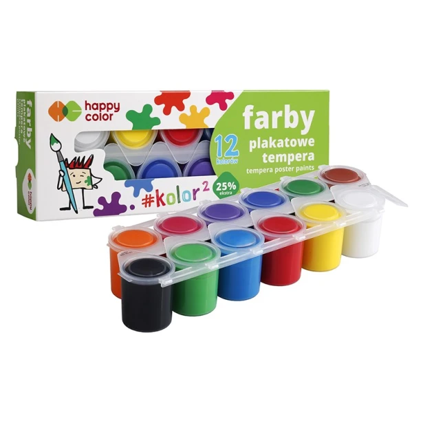 Farby plakatowe Happy Color, 12 kolorów