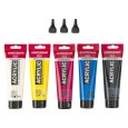 Farby akrylowe Talens Amsterdam + końcówki, 5 x 120 ml