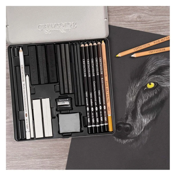 Zestaw szkicowy Wolf Box Cretacolor, 25 elementów