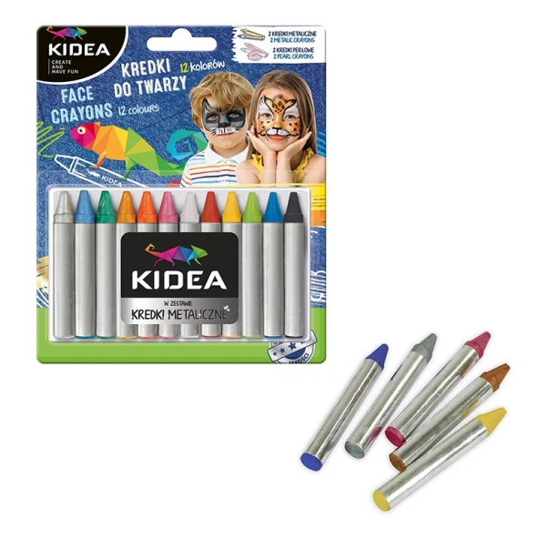 Kredki do malowania twarzy Kidea, 12 kolorów